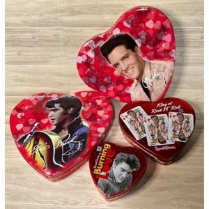 Vintage Lot of 4 ELVIS PRESLEY holiday Collector Tins Russell Stover Memorabilia